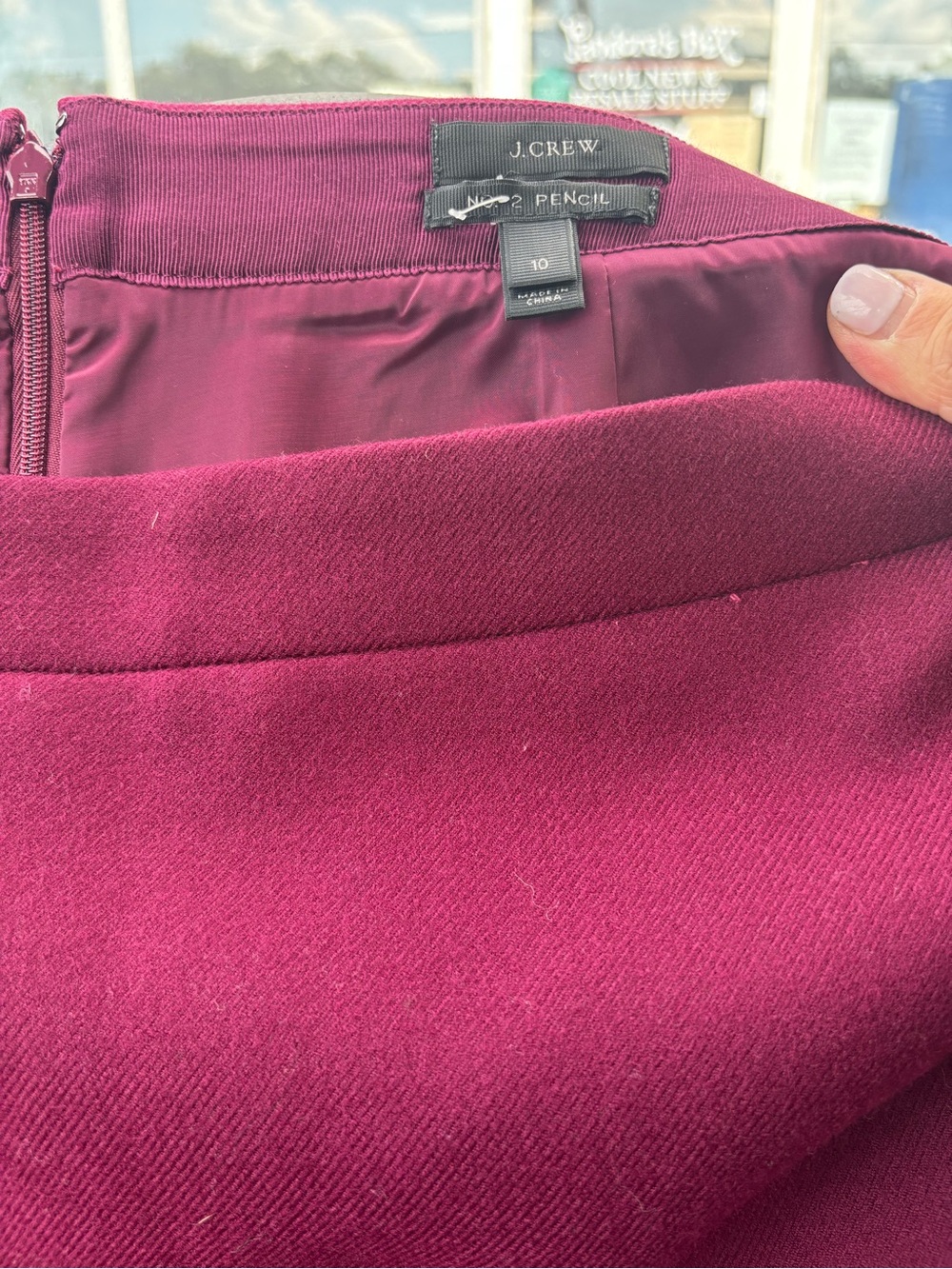 J. Crew Burgundy Pencil Skirt - Picture 2 of 6